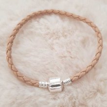 Pulseira de clipe europeia Plain 01 DE 15 A 23 CM Bege