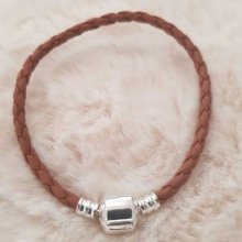 Pulseira de clipe europeu Plain 01 DE 15 A 23 CM Castanho