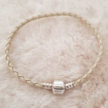 Pulseira europeia de clipe entrançado simples 02 DE 15 A 23 CM marfim escuro