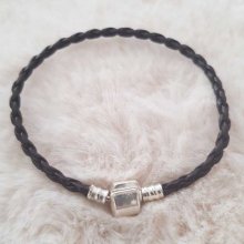 Pulseira europeia de clipe entrançado simples 02 DE 15 A 23 CM castanho-escuro