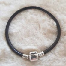 Pulseira de presilha europeia Plain 01 DE 15 A 23 CM castanho-escuro