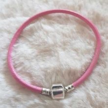 Pulseira de clipe europeia Plain 01 DE 15 A 23 CM Rosa