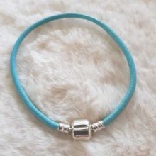 Pulseira de clipe europeu Plain 01 DE 15 A 23 CM Turquesa