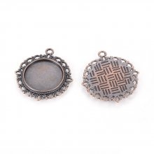 2 suportes de cabochão vermelho cobre de 20 mm, pingentes de cabochão 15290AS