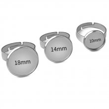 Suportes para cabochões em anel de 10 x 20 mm Prata N°04