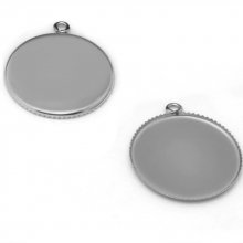 Suporte para cabochão redondo 18 mm Prata Antiga, Aço inoxidável