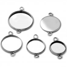Suporte para cabochão redondo 16 mm Aço inoxidável N°03 -2 Anéis