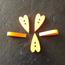 Botão coração de madeira cor-de-laranja N°02-03
