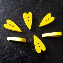 Botão de madeira, coração amarelo N°02-04