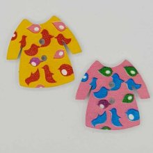 Vestido de botões em madeira N°02-04 x 2 peças