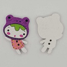 Botão de madeira menina malva N°01-03