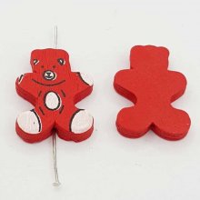 Conta de madeira, forma de urso vermelho N°01-02