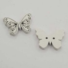 Botão borboleta de madeira branco N°01-01