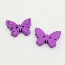 Botão borboleta de madeira roxo N°01-02