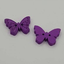 Botão borboleta de madeira roxo N°01-03