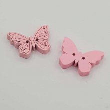 Botão borboleta de madeira cor-de-rosa N°01-05