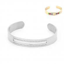 Pulseira de punho semi-aberta de 10 mm em aço inoxidável N°07
