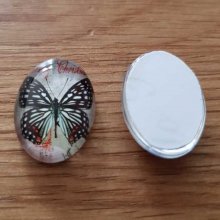 Cabochão oval 13 x 18 mm Borboleta N°03
