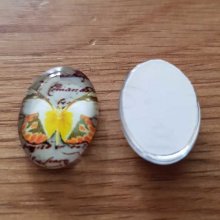 Cabochão oval 13 x 18 mm Borboleta N°04