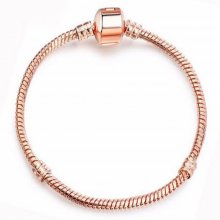 Pulseira de clipe europeu de 19 cm com fecho de ouro liso