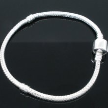 Pulseira de clipe europeu 16 cm Fecho liso Banhado a prata 925