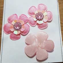 Conjunto de 3 flores 5 pétalas Tissus Rose