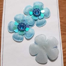 Conjunto de 3 flores 5 pétalas Tissus Ciel