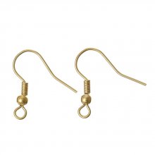 Suporte para brincos N°24 gancho banhado a ouro 18 K x 2 pares