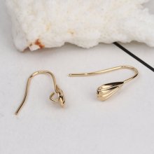 Suporte para brincos N°28 Gancho em forma de concha banhado a ouro