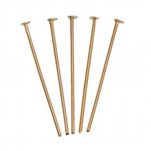 10 Pregos 30 mm cabeça plana banhados a ouro 14K
