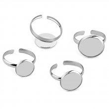 1 anel porta-cabochão 10 mm Prata N°06
