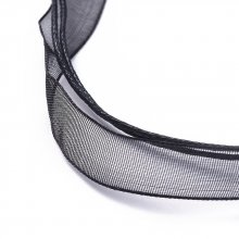 3 Colares de fita de organza e cordão encerado preto
