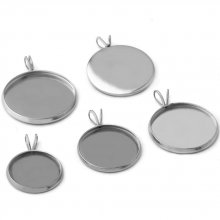 Suporte para cabochão redondo 18 mm Aço inoxidável prata envelhecida N°06