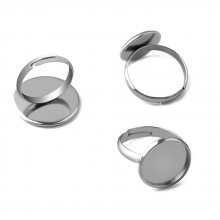 1 anel porta-cabochão 14 mm Prata N°04