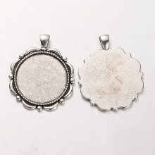 2 suportes de cabochão de prata de 30 mm, pingentes de cabochão 37AS