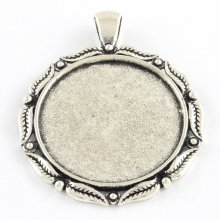 2 suportes de cabochão de prata de 30 mm, pingentes de cabochão 11AS