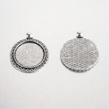 2 suportes de cabochão de prata de 25 mm, pingentes de cabochão 17AS