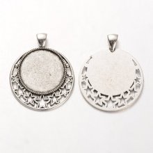 2 suportes de cabochão de prata de 25 mm, pingentes de cabochão 30AS