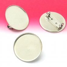 Pino de suporte para cabochão redondo 18 mm Aço inoxidável prata envelhecida N°01