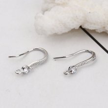 Suporte para brincos N°01 Gancho banhado a platina e strass transparente