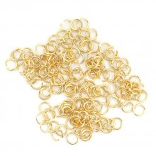10 anéis de junção abertos 07 mm banhados a ouro