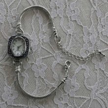 Pulseira de corrente com mostrador de relógio de estilo europeu com fecho de mosquetão 8,5 x 9,5 cm