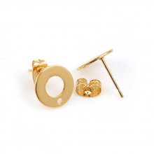 Suporte para brincos 10 mm chip redondo em aço inoxidável N°04 Ouro