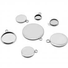 Suporte para cabochão redondo 16 mm Aço inoxidável N°05 Anel aberto