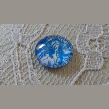 cabochão de vidro 12mm flor azul 040 