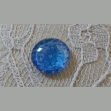 cabochão de vidro redondo 12mm flor azul 015 
