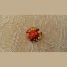 cabochão de vidro redondo 20mm flor 01-052 