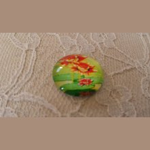 cabochão de vidro redondo 20mm flor 01-051 