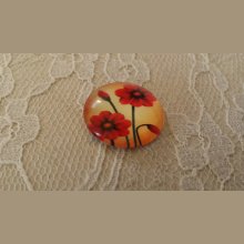 cabochão de vidro redondo 20mm flor 01-049 