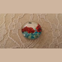 cabochão de vidro redondo 20mm flor 01-047 